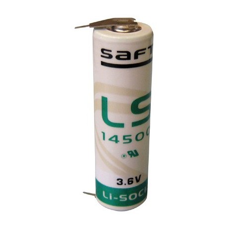 Pile SAFT LS14500 Lithium - 3.6V - 2.4Ah - avec sorties picots (2PH - 1+ /  1-)